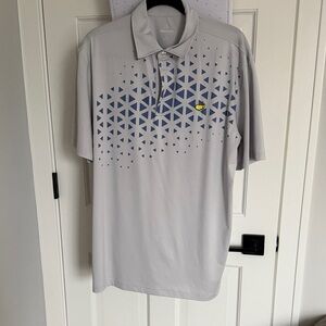 Masters Gray Polo with Blue Geometric Design